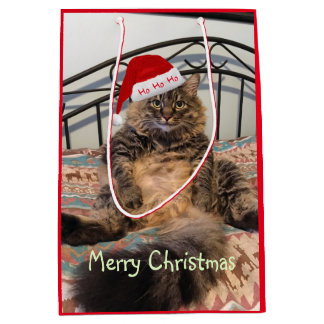 Santa Cat Ho Ho Medium Gift Bag Medium Cadeauzakje