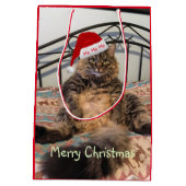 Santa Cat Ho Ho Medium Gift Bag Medium Cadeauzakje (Achterkant)