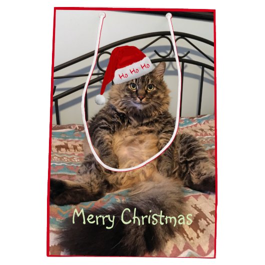 Santa Cat Ho Ho Medium Gift Bag Medium Cadeauzakje (Achterkant)