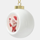 Santa Cat Holding Glass Red Wine Keramische Bal Ornament (Rechts)