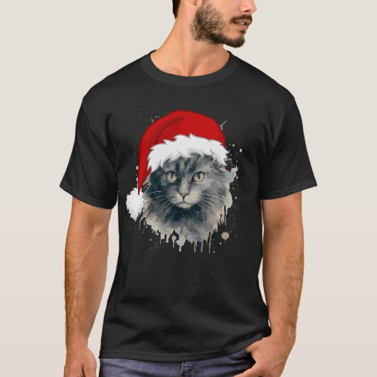 Santa Cat In Kerst Pet T-shirt (Voorkant)