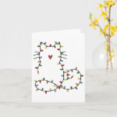 Santa Cat in kerstboomverlichting verward Holi Kaart (Gele Bloem)