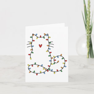 Santa Cat in kerstboomverlichting verward Holi Kaart