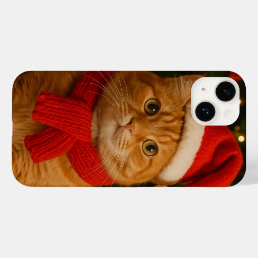 Santa Cat iPhone 14 Hoesje (Achterkant (horizontaal))