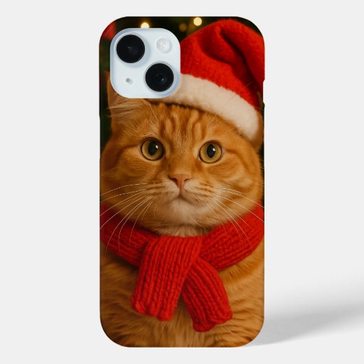 Santa Cat iPhone 15 Hoesje (Achterkant)