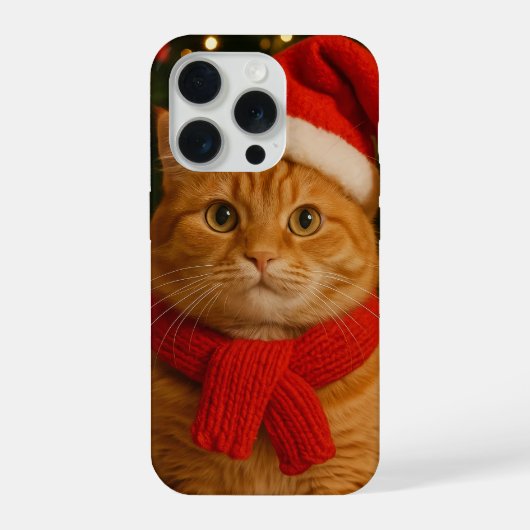 Santa Cat iPhone 15 Pro Hoesje (Achterkant)