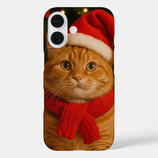 Santa Cat iPhone 16 Hoesje (Achterkant)