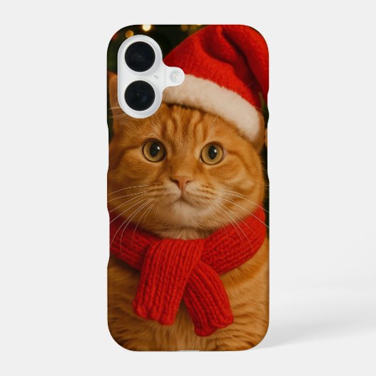 Santa Cat iPhone 16 Hoesje (Achterkant)