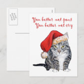 Santa Cat - Je kunt beter niet pout maken! Feestdagenkaart (Voorkant / Achterkant)