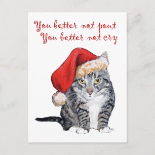 Santa Cat - Je kunt beter niet pout maken! Feestdagenkaart