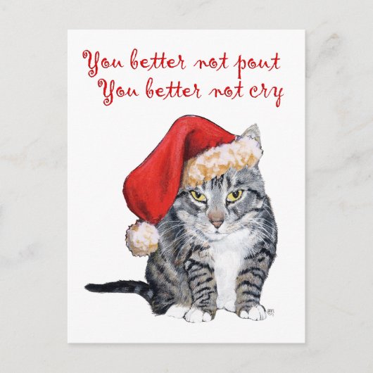 Santa Cat - Je kunt beter niet pout maken! Feestdagenkaart (Voorkant)