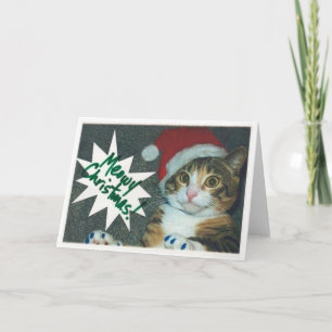 Santa Cat-kaarten Feestdagen Kaart
