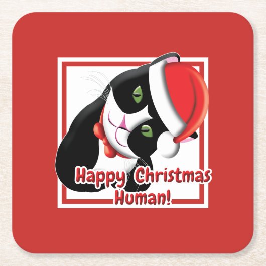 Santa Cat Kartonnen Onderzetters (Voorkant)