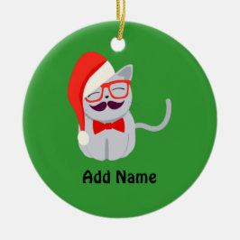 Santa Cat Keramisch Ornament