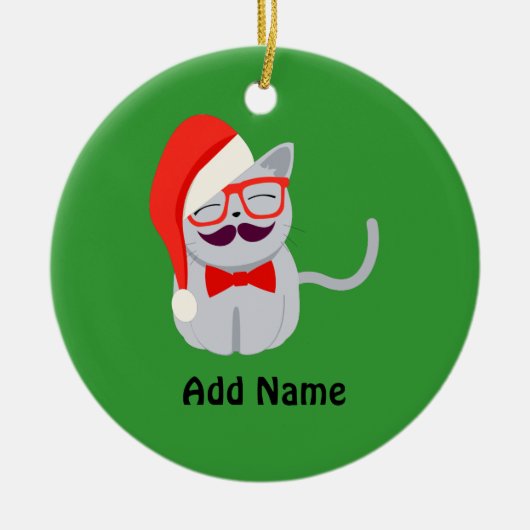 Santa Cat Keramisch Ornament (Voorkant)