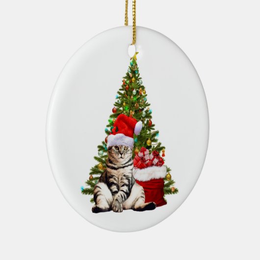 Santa Cat Keramisch Ornament (Rechts)