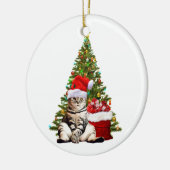 Santa Cat Keramisch Ornament (Links)