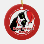 Santa Cat Keramisch Ornament (Voorkant)