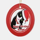Santa Cat Keramisch Ornament (Links)
