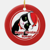 Santa Cat Keramisch Ornament (Achterkant)