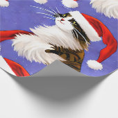 Santa Cat Kerst Wrapping Papier (Hoek)