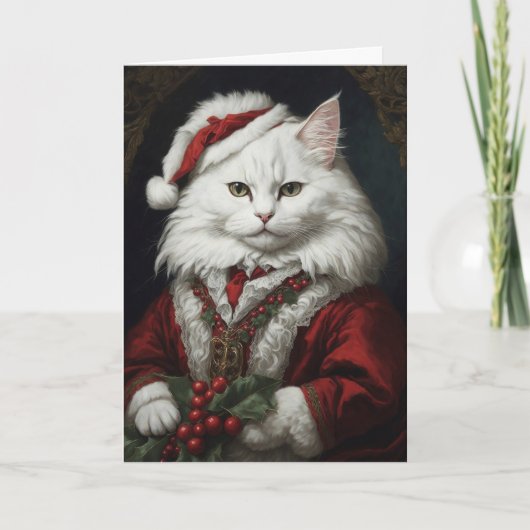 Santa Cat Kerstmis Kaart (Voorkant)