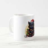 Santa Cat Lights Vakantie Koffiemok (Voorkant links)