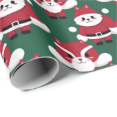Santa Cat Merry Christmas wasbeer patroon Cadeaupapier (Rol Hoek)