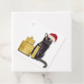 Santa Cat met gouden pakketten Cadeau Labels (In situ)