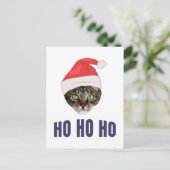 Santa Cat met kersthoed, Ho Ho Ho Uitnodiging (Staand voorkant)