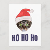 Santa Cat met kersthoed, Ho Ho Ho Uitnodiging (Voorkant)