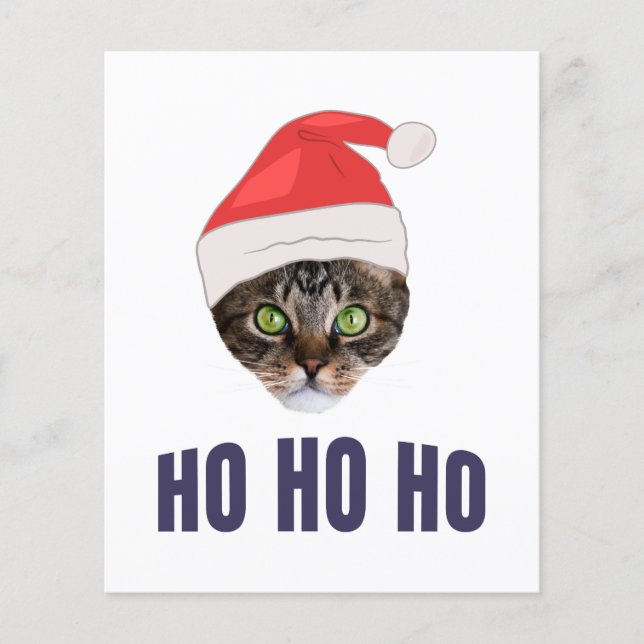 Santa Cat met kersthoed, Ho Ho Ho Uitnodiging (Voorkant)
