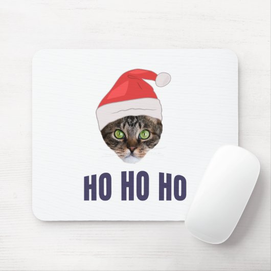 Santa Cat met kersthoed, Ho Ho Hoho Invitation Squ Muismat (Met muis)