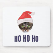 Santa Cat met kersthoed, Ho Ho Hoho Invitation Squ Muismat (Voorkant)