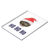 Santa Cat met kersthoed, Ho Ho Hoho Invitation Squ Notitieboek (Linkerzijde)