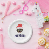 Santa Cat met kersthoed, Ho Ho Hoho Invitation Squ Papieren Bordje (Feest)