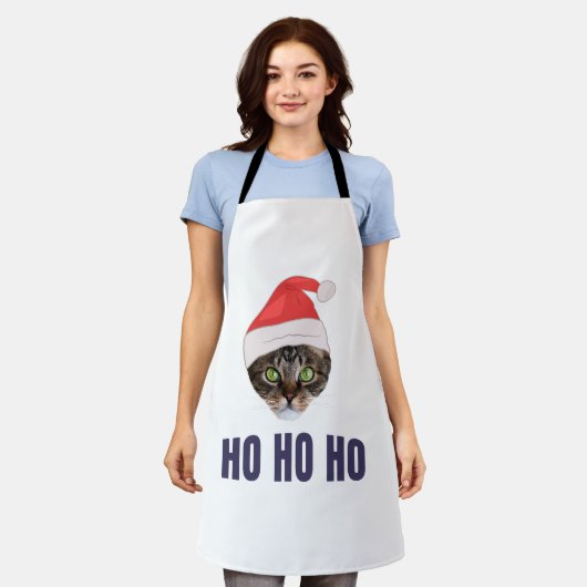 Santa Cat met kersthoed, Ho Ho Hoho Invitation Squ Schort (Gedragen)