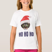 Santa Cat met kersthoed, Ho Ho Hoho Invitation Squ T-shirt (Voorkant)
