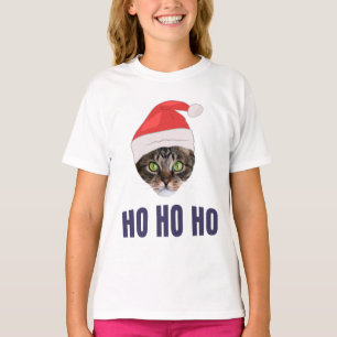 Santa Cat met kersthoed, Ho Ho Hoho Invitation Squ T-shirt