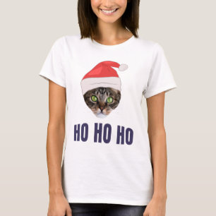 Santa Cat met kersthoed, Ho Ho Hoho Invitation Squ T-shirt