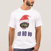 Santa Cat met kersthoed, Ho Ho Hoho Invitation Squ T-shirt (Voorkant)