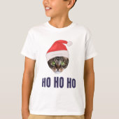 Santa Cat met kersthoed, Ho Ho Hoho Invitation Squ T-shirt (Voorkant)
