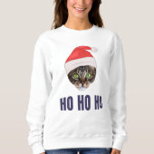 Santa Cat met kersthoed, Ho Ho Hoho Invitation Squ Trui (Voorkant)