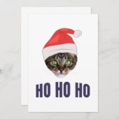 Santa Cat met Santa hat, Ho Ho ho Kaart (Voorkant / Achterkant)