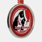 Santa Cat Metalen Ornament (Rechts)