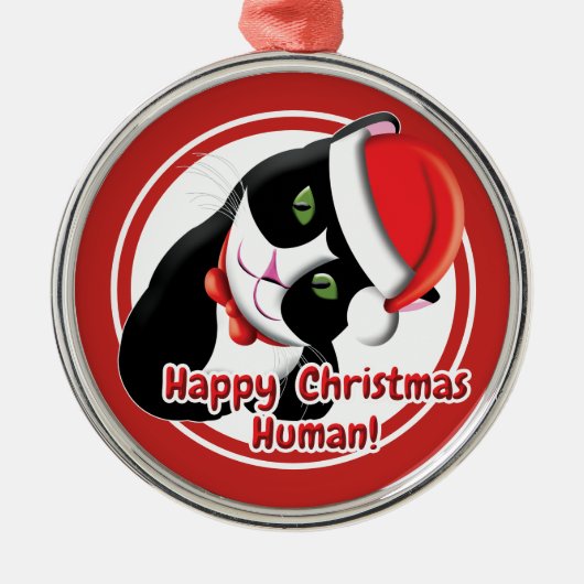 Santa Cat Metalen Ornament (Voorkant)