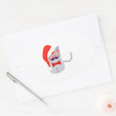 Santa Cat Ovale Sticker (Envelop)