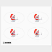 Santa Cat Ovale Sticker (Vel)
