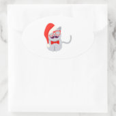 Santa Cat Ovale Sticker (Tas)