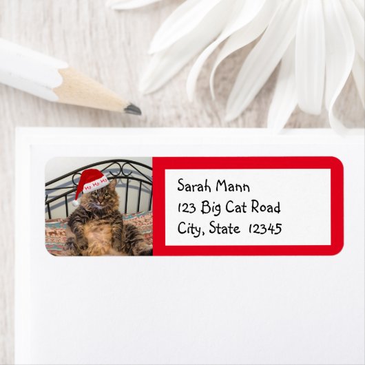 Santa Cat Return-adreslabels Etiket (Insitu)